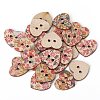 2-Hole Printed Wooden Buttons WOOD-TAC0003-50-1