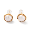 Wire Wrapped Round Natural Pearl Stud Earrings for Women EJEW-E303-18G-1
