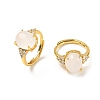 Brass Micro Pave Cubic Zirconia with Natural Quartz Crystal Cuff Open Rings RJEW-T035-01G-G-4