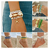 2 Bags Summer Beach Glass Seed Beaded & Natural Shell & Alloy Starfish Charm Anklet Sets AJEW-TA0003-69E-9