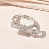 Brass & Clear Cubic Zirconia Finger Rings CU-CBA7E55-08P-2