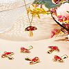 6Pcs Autumn Theme Real 18K Gold Plated Brass Micro Pave Cubic Zirconia Pendants ZIRC-BBC0002-34-4