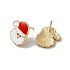 Christmas Santa Claus Alloy Enamel Stud Earrings for Women EJEW-E284-03LG-2
