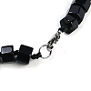 Natural Dyed & Heated Black Agate Hexagon Prism Graduated Beaded Necklaces for Women Men NJEW-K388-03J-3