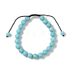 8mm Round Natural Crackle Turquoise  Braided Bead Bracelets BJEW-C067-01B-10-2