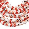 Handmade Flower Printed Porcelain Ceramic Beads Strands PORC-M005-6mm-06-2