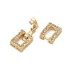 Brass Micro Pave Clear Cubic Zirconia Fold Over Clasps KK-C075-07G-2