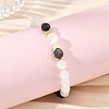 Round Natural Selenite & Non-Magnetic Synthetic Hematite Yin-yang Stretch Bracelets BJEW-JB13837-2