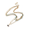 Synthetic Turquoise & Rhinestone Horse Eye Pendants Multi Layered Necklace with Plastic Beaded NJEW-P269-19G-1
