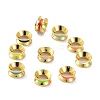 Brass Enamel European Beads KK-B047-02G-1