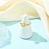 Copper Wired Natural Amber Finger Rings for Women RJEW-JR01052-03-2