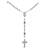 Cross & Virgin Mary Alloy Rosary Bead Necklaces NJEW-JN05123-04-2