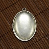 40x30mm Clear Oval Glass Cabochon Cover and Antique Silver Alloy Blank Pendant Cabochon Settings for DIY Portrait Pendant Making DIY-X0154-AS-LF-2