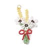 3D Glass Seed Beaded Bouquet with Bowknot Pendants PALLOY-MZ01153-02-1