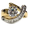 Brass Micro Pave Clear Cubic Zirconia Finger Rings FS-WG8456F-04-3