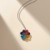 Natural & Synthetic Mixed Gemstone Beaded Flower Dangle Earrings & Pendant Necklace SJEW-JS01270-7