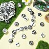 60Pcs 6 Styles Dog Bone Print Wooden European Beads WOOD-CJ0002-39-6