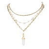 Natural Quartz Crystal Double Terminated Pointed Bullet Pendant 304 Stainless Steel & Brass Chain 3 Layer Necklaces for Women NJEW-JN05477-03-2