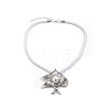 Ocean Alloy & Plastic Pearl Fish Pendant White Twisted Cotton Cord Necklaces for Women WGE2A39-02-1