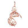 Brass Hollow Round with Star Cage Pendants KK-E662-01RG-NR-2