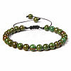 Natural Unakite Round Bead Adjustable Braided Bracelets UO3136-7-1