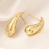 Rack Plating Teardrop Brass Micro Pave Clear Cubic Zirconia Stud Earrings EJEW-H143-18G-2