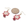 Glass Seed & Shell Pearl & Acrylic Braided Flower Dangle Earrings EJEW-MZ00071-4