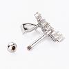 Brass Micro Pave Clear Cubic Zirconia Barbell Cartilage Earrings AJEW-P017-16P-3