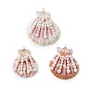 Natural Scallop Shell Copper Wire Wrapped Pendants PALLOY-TA00418-1