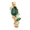 Brass Micro Pave Clear Cubic Zirconia Fold Over Clasps KK-U037-16G-1