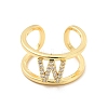Clear Cubic Zirconia Initial Letter Open Cuff Ring RJEW-A012-01G-W-1