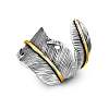 Feather Zinc Alloy Cuff Rings FS-WGF6BB1-01-5