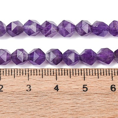 Faceted Natural Amethyst Beads Strands G-K066-09-6mm-1