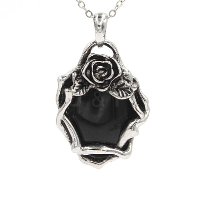 Retro Natural Obsidian Pendants PW-WG52952-04-1