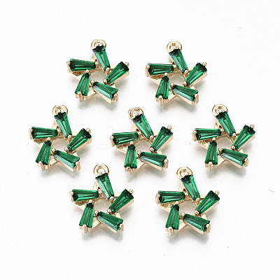 Brass Micro Pave Cubic Zirconia Charms KK-S359-021C-RS-1