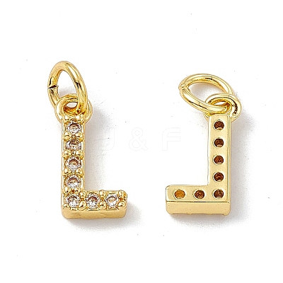 Real 18K Gold Plated Brass Micro Pave Clear Cubic Zirconia Charms KK-E068-VB452-L-1