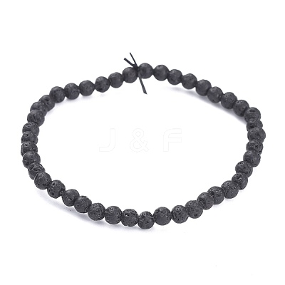 Natural Lava Rock Beads Stretch Bracelets BJEW-G623-02-4mm-1