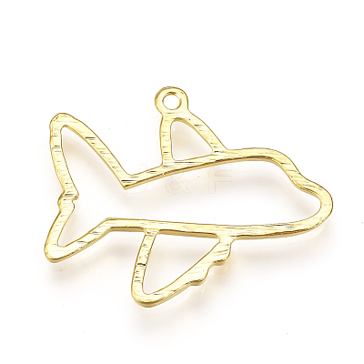 Rack Plating Alloy Open Back Bezel Airliner Pendants X-PALLOY-Q351-36G-FF-1