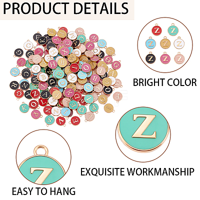 8 Bags 8 Colors Initial Letter A~Z Alphabet Enamel Charms ENAM-BM0001-11-1