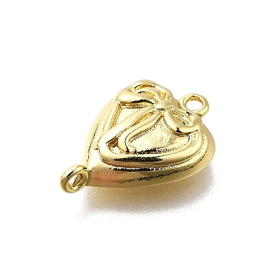 Brass Bowknot Heart Links KK-K400-49G-02-1
