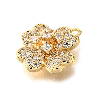 Brass Micro Pave Clear Cubic Zirconia Pendants KK-U065-02C-G-1