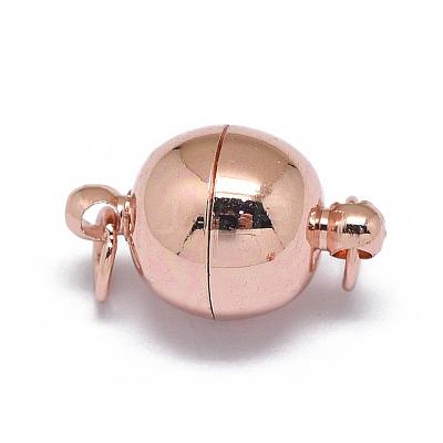 Rack Plating Brass Magnetic Clasps with Loops KK-F801-03B-RG-1