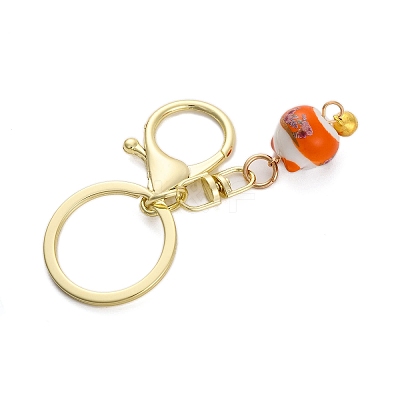 Fortune Cat Porcelain Pendant Keychain KEYC-G064-03D-1