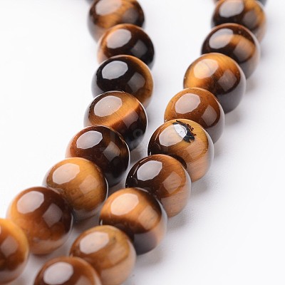 Round Natural Tiger Eye Bead Strands G-J346-13-6mm-1