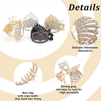 4Pcs 4 Style Lovely Pearl Rhinestone Claw Hair Clips PHAR-CP0001-05-1