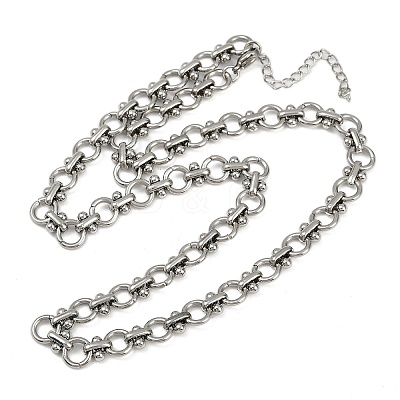 304 Stainless Steel Ring Link Chain Necklaces NJEW-H072-02B-P-1