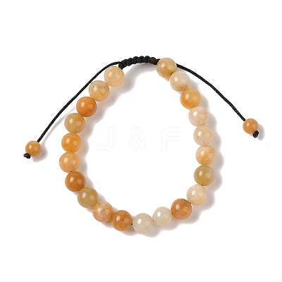 8mm Round Natural Topaz Jade Braided Bead Bracelets BJEW-C067-01B-24-1
