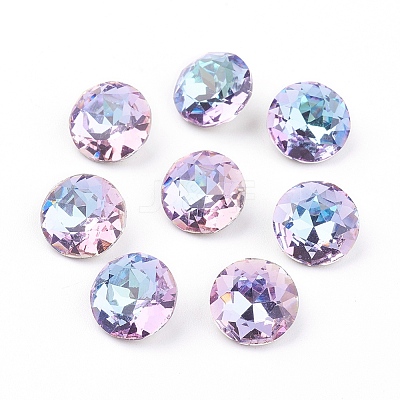 Pointed Back & Back Plated Glass Rhinestone Cabochons LS-RGLA-J012-10mm-001VL-1