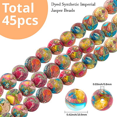 45Pcs Dyed Natural Imperial Jasper Beads G-SC0003-90A-1