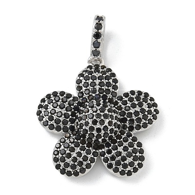 Rack Plating Brass Micro Pave Clear Cubic Zirconia Pendants KK-G515-63P-02-1
